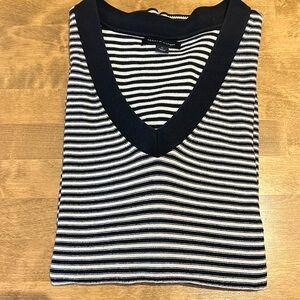 Tommy Hilfiger Navy & White Ticking Striped Ladies 100% Cotton Sweater Size M